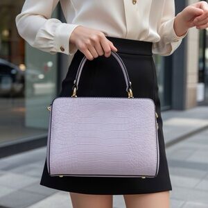 Crocodile pattern structured satchel/ top-handle handbag lavender